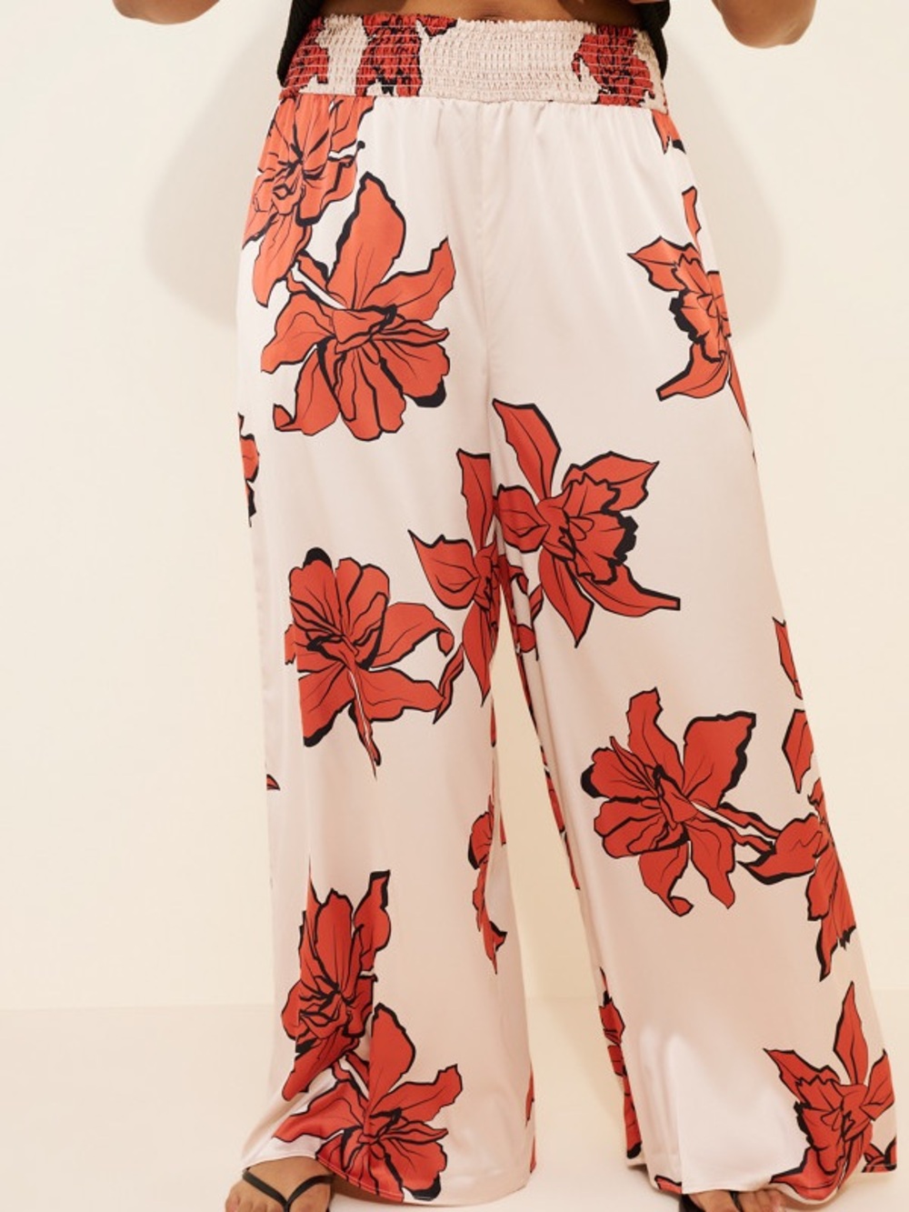 Hutch Wide Leg Floral Pants in Cream and Red - Picture 2 of 3